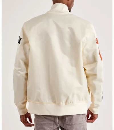 Phoenix Suns Off White Varsity Satin Jacket