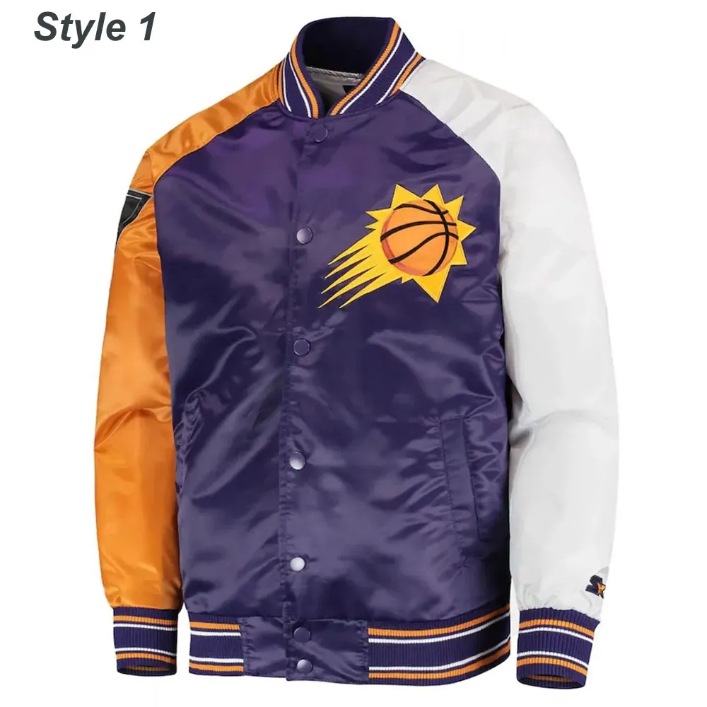 Phoenix Suns Reliever Purple and Orange Satin Jacket Phoenix Suns Reliever Purple and Orange Satin Jacket