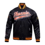 Phoenix Suns Script Tail Black Satin Jacket