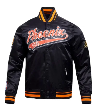 Phoenix Suns Script Tail Black Satin Jacket