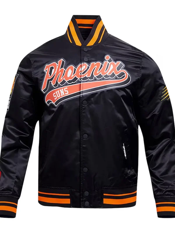 Phoenix Suns Script Tail Black Satin Jacket