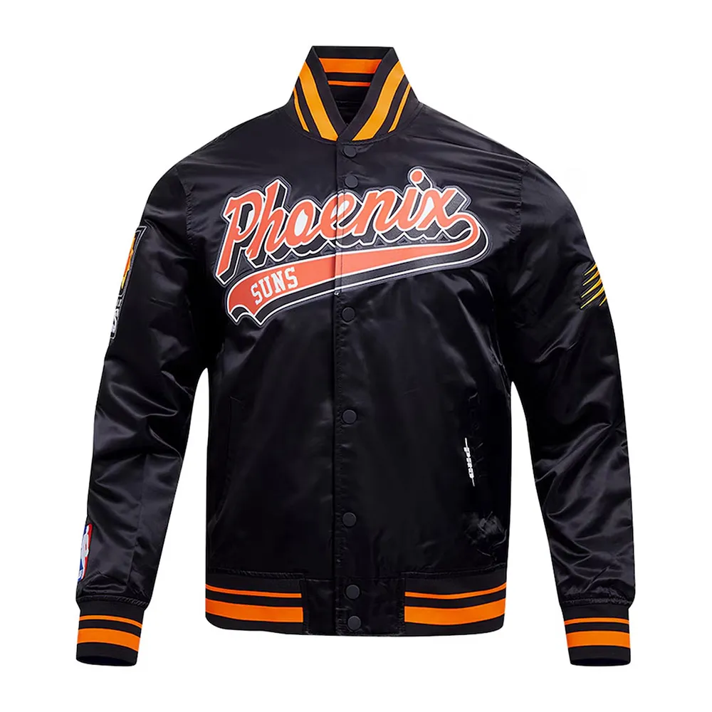 Phoenix Suns Script Tail Black Satin Jacket Phoenix Suns Script Tail Black Satin Jacket