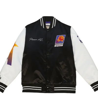 Phoenix Suns Team Origins Black and White Satin Jacket