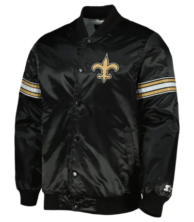 Pick and Roll New Orleans Saints Black Satin Jacket
