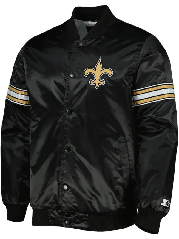 Pick and Roll New Orleans Saints Black Satin Jacket