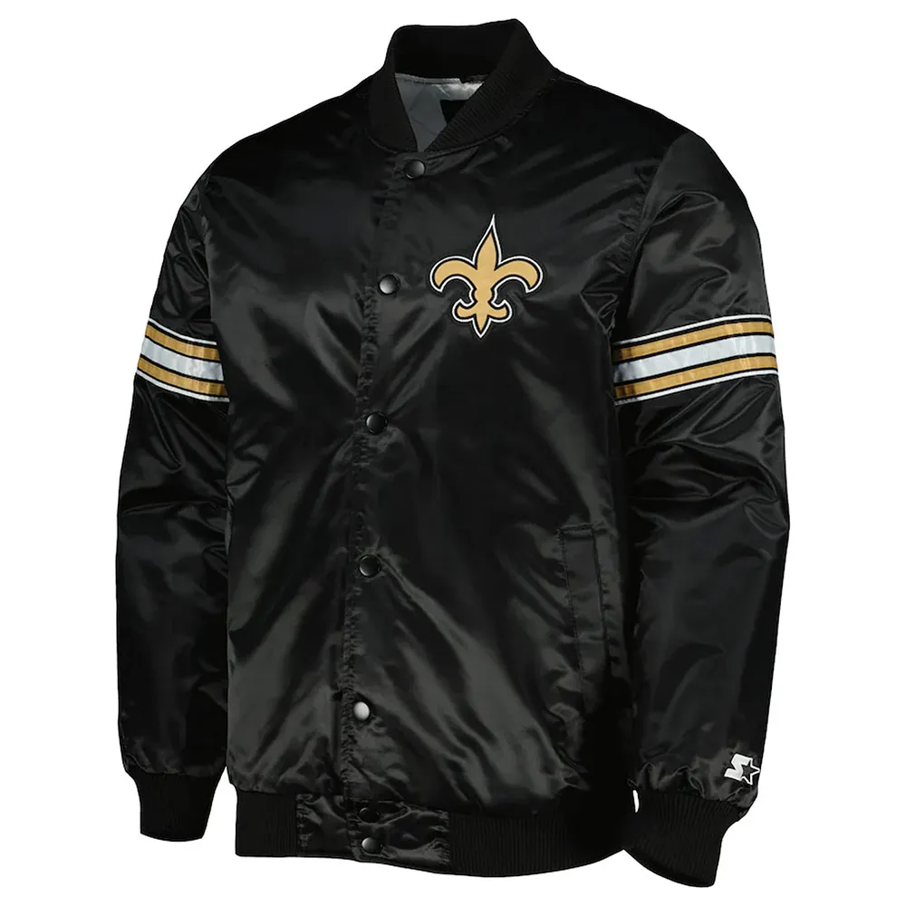 Pick and Roll New Orleans Saints Black Satin Jacket Pick and Roll New Orleans Saints Black Satin Jacket