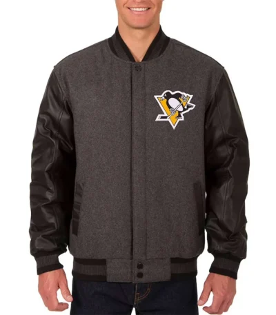 Pittsburgh Penguins Charcoal and Black Varsity Jacket