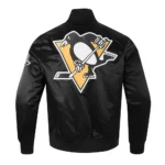 Pittsburgh Penguins Glam Black Varsity Satin Jacket