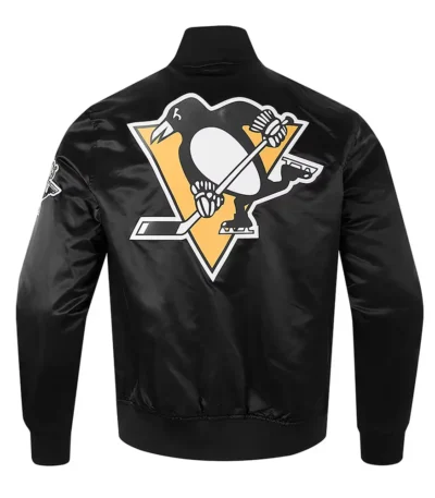 Pittsburgh Penguins Glam Black Varsity Satin Jacket