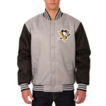 Pittsburgh Penguins Gray and Black Two Hit Jacket