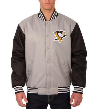 Pittsburgh Penguins Gray and Black Two Hit Jacket