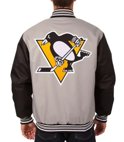 Pittsburgh Penguins Gray and Black Two Hit Jacket