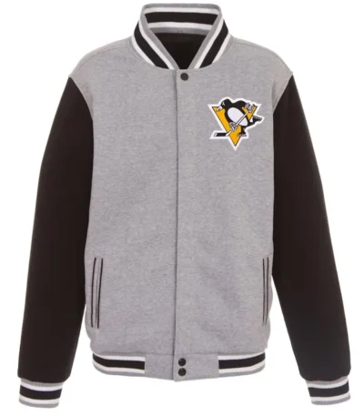 Pittsburgh Penguins Gray and Black Varsity Wool Jacket