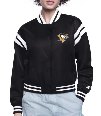 Pittsburgh Penguins Printed Logo Varsity Satin Jacket