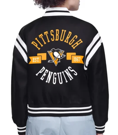 Pittsburgh Penguins Printed Logo Varsity Satin Jacket