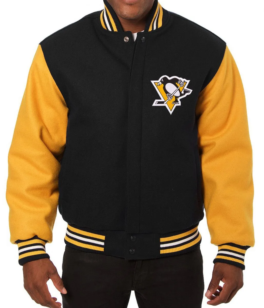Pittsburgh Penguins Varsity Yellow and Black Jacket Pittsburgh Penguins Varsity Yellow and Black Jacket