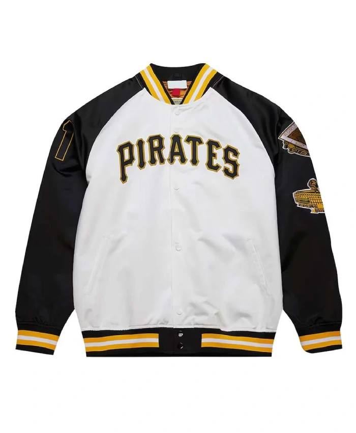 Pittsburgh Pirate Black and White Lightweight Satin Jacket Pittsburgh Pirate Black and White Lightweight Satin Jacket