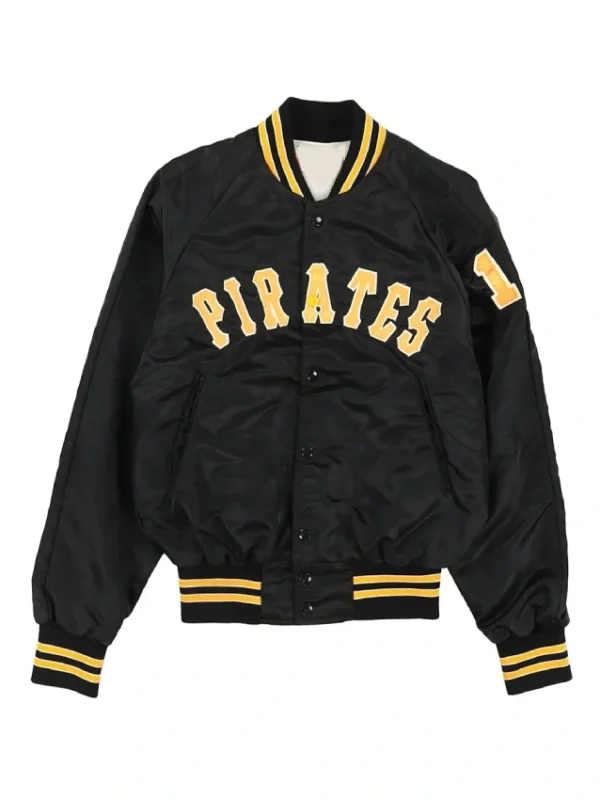 Pittsburgh Pirates 80’s Black Bomber Satin Jacket