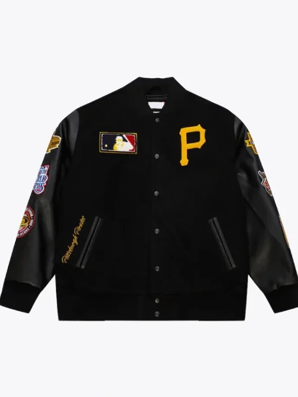 Pittsburgh Pirates Black Out Vintage Logo Varsity Jacket