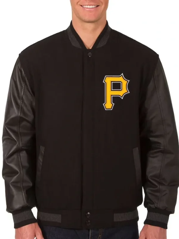 Pittsburgh Pirates Black Varsity Wool and Leather Jacket