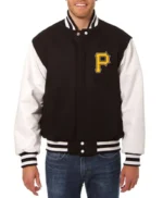 Pittsburgh Pirates Black and White Two Tone Varsity Jacket