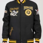 Pittsburgh Pirates Crest Emblem Varsity Black Wool Jacket