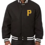 Pittsburgh Pirates Embroidered Black Varsity Wool Jacket