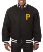 Pittsburgh Pirates Embroidered Black Varsity Wool Jacket