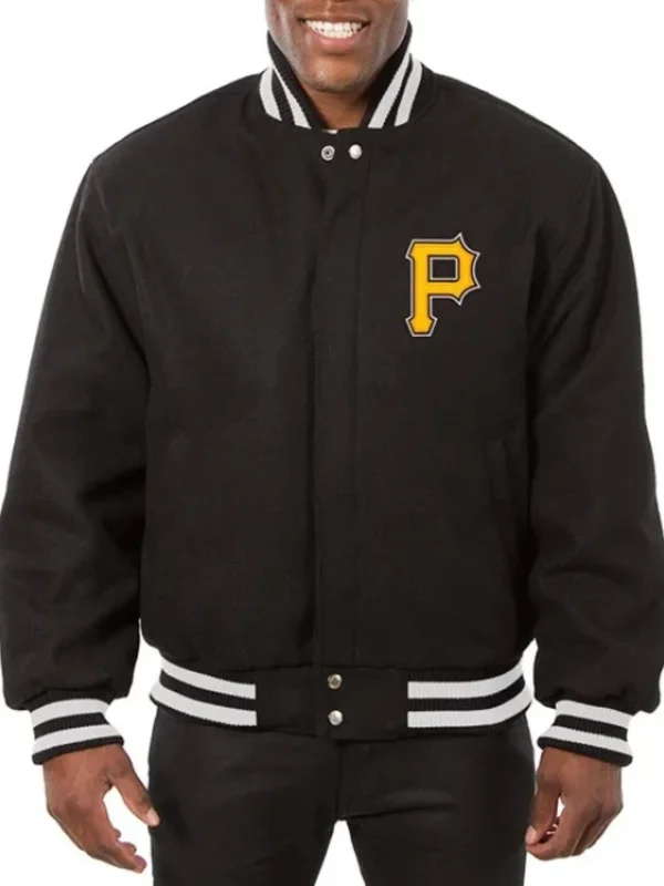 Pittsburgh Pirates Embroidered Black Varsity Wool Jacket