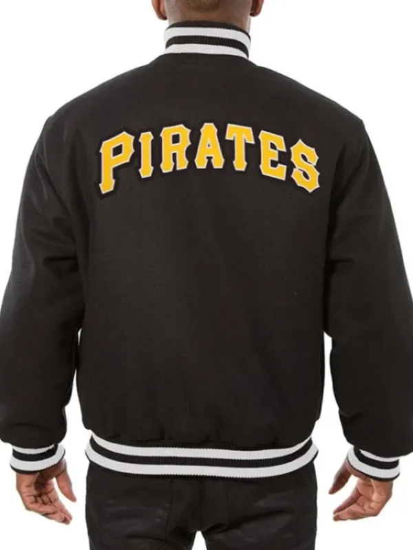 Pittsburgh Pirates Embroidered Black Varsity Wool Jacket