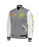 Pittsburgh Pirates Heather Gray/White Varsity Jacket
