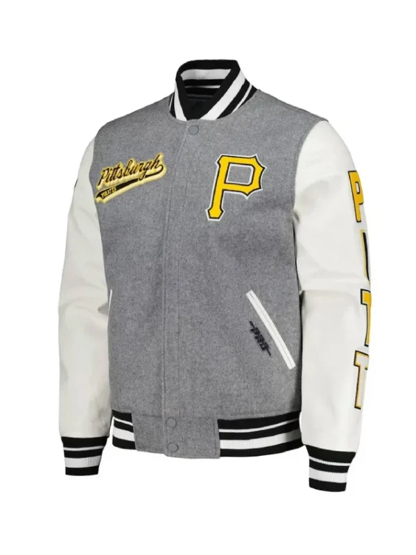 Pittsburgh Pirates Heather Gray/White Varsity Jacket