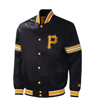 Pittsburgh Pirates Midfield Black Varsity Satin Jacket