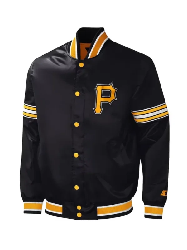 Pittsburgh Pirates Midfield Black Varsity Satin Jacket
