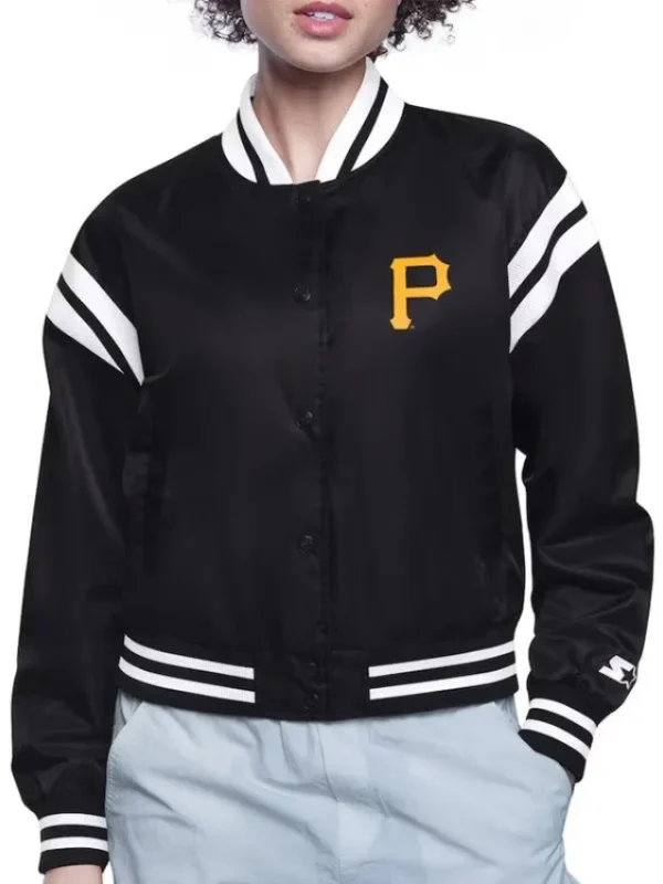 Pittsburgh Pirates Printed Logo Varsity Satin Jacket