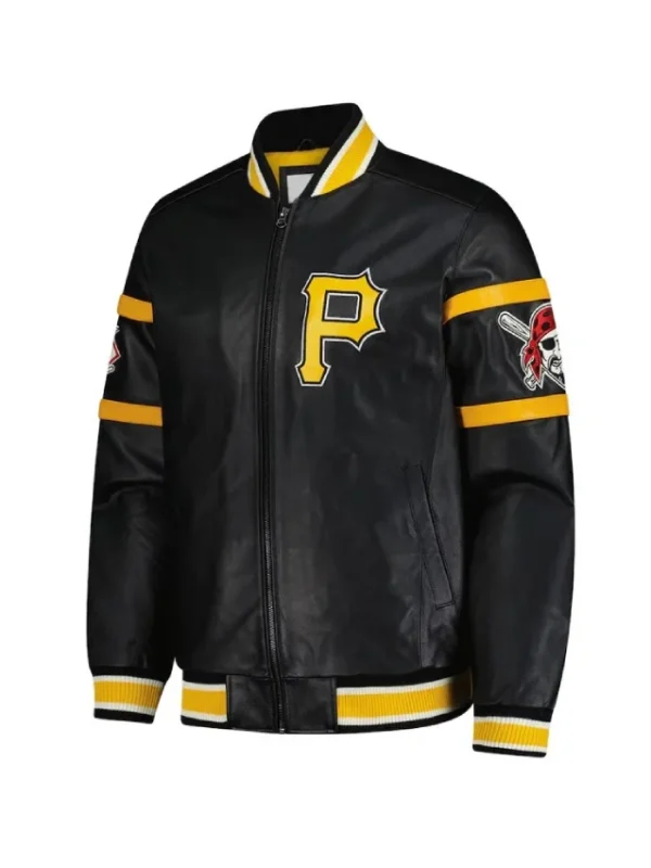 Pittsburgh Pirates Striped Black Varsity Leather Jacket
