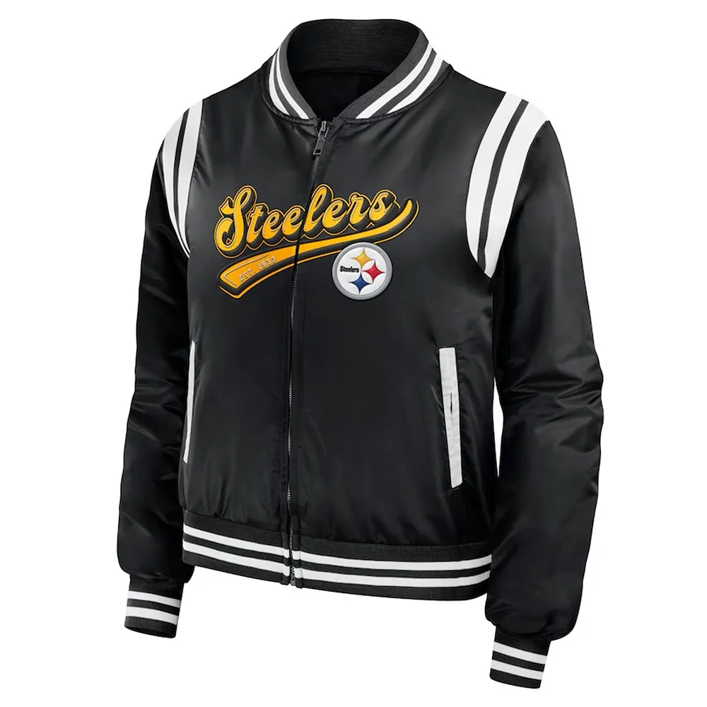 Pittsburgh Steelers Black Bomber Full-Zip Jacket Pittsburgh Steelers Black Bomber Full-Zip Jacket