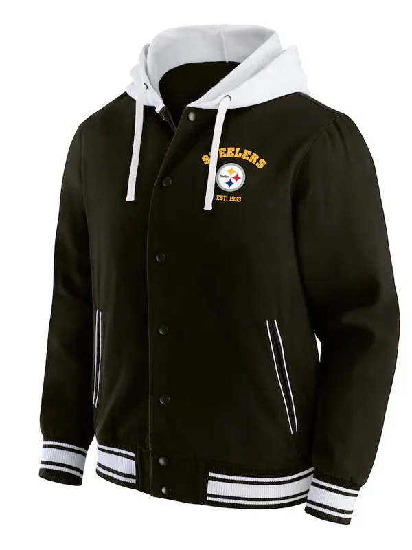 Pittsburgh Steelers Black Cotton Hooded Jacket