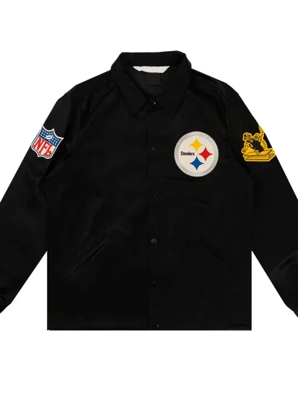 Pittsburgh Steelers Black Satin Windbreaker