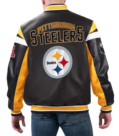 Pittsburgh Steelers Black Varsity Full-Zip Leather Jacket
