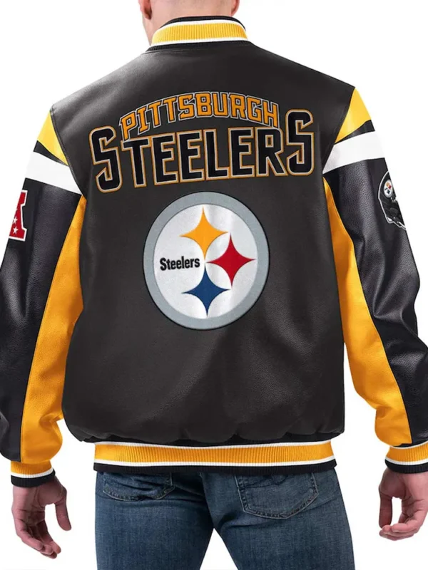 Pittsburgh Steelers Black Varsity Full-Zip Leather Jacket