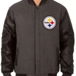 Pittsburgh Steelers Black and Gray Varsity Jacket