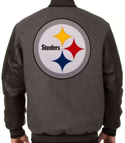 Pittsburgh Steelers Black and Gray Varsity Jacket