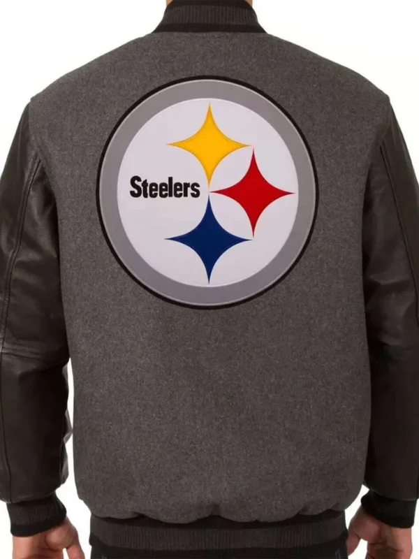 Pittsburgh Steelers Black and Gray Varsity Jacket
