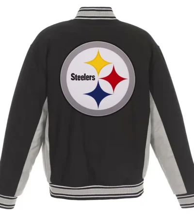 Pittsburgh Steelers Black and Gray Varsity Wool Jacket