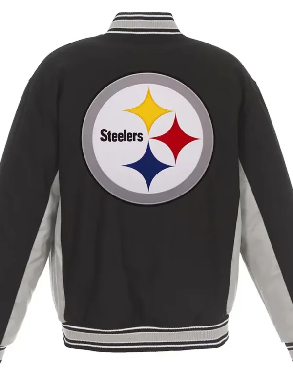 Pittsburgh Steelers Black and Gray Varsity Wool Jacket
