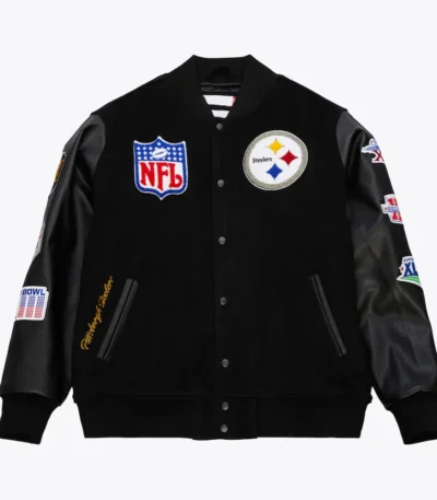 Pittsburgh Steelers Blackout Vintage Logo Varsity Jacket