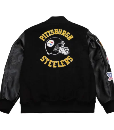 Pittsburgh Steelers Blackout Vintage Logo Varsity Jacket