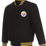 Pittsburgh Steelers Bomber Black Wool Jacket