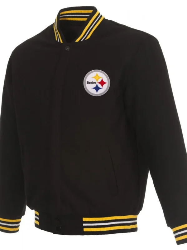 Pittsburgh Steelers Bomber Black Wool Jacket